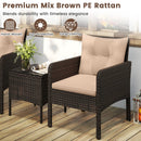 3 Pieces Patio PE Wicker Furniture Set with Cushions for Porch and Balcony by LJGDeals