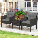 3 Pieces Patio PE Wicker Furniture Set with Cushions for Porch and Balcony by LJGDeals
