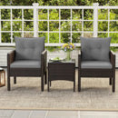 3 Pieces Patio PE Wicker Furniture Set with Cushions for Porch and Balcony by LJGDeals