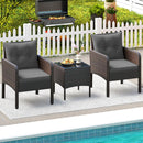 3 Pieces Patio PE Wicker Furniture Set with Cushions for Porch and Balcony by LJGDeals