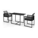 3 Pieces Outdoor Dining Set with Folding Backrest and Seat Cushions-Black by LJGDeals