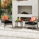 3 Pieces Patio PE Wicker Furniture Set with 5-Level Adjustable Backrest-Gray