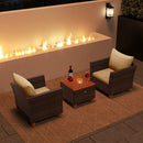 3 Pieces Patio Rattan Bistro Furniture Set with Wooden Table Top by LJGDeals