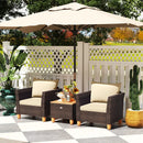 3 Pieces Patio Rattan Bistro Furniture Set with Wooden Table Top by LJGDeals