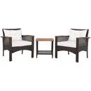 3 Pieces Patio Rattan Furniture Set with Acacia Wood Tabletop by LJGDeals