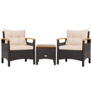 3 Pieces Patio Rattan Furniture Set with Removable Cushions-Beige