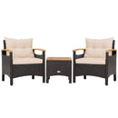 3 Pieces Patio Rattan Furniture Set with Removable Cushion by LJGDeals