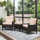 3 Pieces Patio Rattan Furniture Set with Removable Cushion by LJGDeals