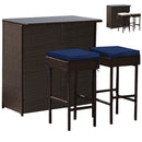 3PCS Patio Rattan Wicker Bar Table Stools Dining Set-Red by DirectDeals