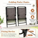 3 Pieces Patio Round Table and Folding Chairs Set with Rippled Tempered Glass Tabletop by LJGDeals