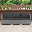 3 Pieces Patio Sectional Sofa Set PE Rattan Modular Couch Furniture Set with Soft Cushions by LJGDeals