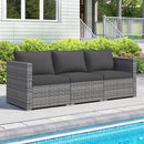 3 Pieces Patio Sectional Sofa Set PE Rattan Modular Couch Furniture Set with Soft Cushions by LJGDeals