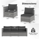 3 Pieces Patio Sectional Sofa Set PE Rattan Modular Couch Furniture Set with Soft Cushions by LJGDeals