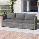 3 Pieces Patio Sectional Sofa Set PE Rattan Modular Couch Furniture Set with Soft Cushions by LJGDeals
