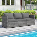 3 Pieces Patio Sectional Sofa Set PE Rattan Modular Couch Furniture Set with Soft Cushions by LJGDeals