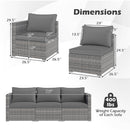 3 Pieces Patio Sectional Sofa Set PE Rattan Modular Couch Furniture Set with Soft Cushions
