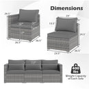 3 Pieces Patio Sectional Sofa Set PE Rattan Modular Couch Furniture Set with Soft Cushions by LJGDeals