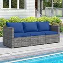 3 Pieces Patio Sectional Sofa Set PE Rattan Modular Couch Furniture Set with Soft Cushions by LJGDeals