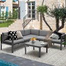 3 Pieces Aluminum Patio Furniture Set with 6-Level Adjustable Backrest-Gray by LJGDeals