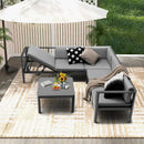 3 Pieces Aluminum Patio Furniture Set with 6-Level Adjustable Backrest-Gray by LJGDeals