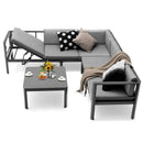 3 Pieces Aluminum Patio Furniture Set with 6-Level Adjustable Backrest-Gray by LJGDeals