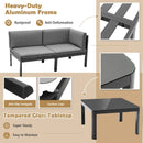 3 Pieces Aluminum Patio Furniture Set with 6-Level Adjustable Backrest-Gray by LJGDeals