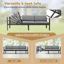 3 Pieces Aluminum Patio Furniture Set with 6-Level Adjustable Backrest-Gray by LJGDeals