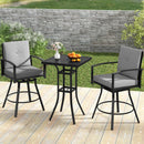 3-Piece Patio Swivel Bar Set with Cushions & Umbrella Hole