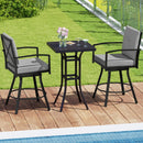 3-Piece Patio Swivel Bar Set with Cushions & Umbrella Hole by LJGDeals