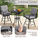 3-Piece Patio Swivel Bar Set with Cushions & Umbrella Hole