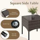 3 Pieces Patio Wicker Conversation Set with Cushions and Tempered Glass Coffee Table-Beige by LJGDeals