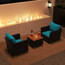 5 Piece Patio Rattan Furniture with 2 Ottomans and Tempered Glass Coffee Table by LJGDeals