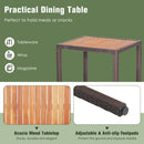 3 Pieces Patio Wicker Furniture Set wih Acacia Wood Table Top and Chair Cushiones by LJGDeals
