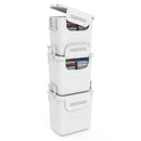 3 Pieces Plastic Storage Bins Stackable with Front Door and Side Handles-White by LJGDeals