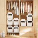 3 Pieces Plastic Storage Bins Stackable with Front Door and Side Handles-White by LJGDeals