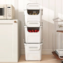 3 Pieces Plastic Storage Bins Stackable with Front Door and Side Handles-White by LJGDeals