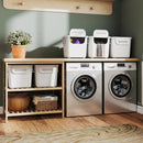 3 Pieces Plastic Storage Bins Stackable with Front Door and Side Handles-White by LJGDeals