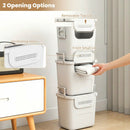 3 Pieces Plastic Storage Bins Stackable with Front Door and Side Handles-White by LJGDeals