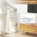 3 Pieces Plastic Storage Bins Stackable with Front Door and Side Handles-White by LJGDeals
