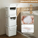 3 Pieces Plastic Storage Bins Stackable with Front Door and Side Handles-White by LJGDeals