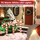 3 Pieces Pre-Lit Candy Canes with 75 LED Lights and Ground Stakes by LJGDeals