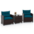 3 Pcs Patio Rattan Furniture Set Cushioned Conversation Set Coffee Table-Beige by LJGDeals