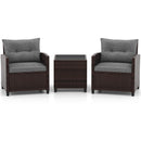 3 Pcs Patio Rattan Furniture Set Cushioned Conversation Set Coffee Table-Beige