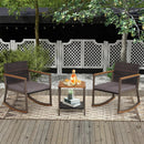 3 Pieces Rattan Rocking Bistro Set with Coffee Table and Cushions by LJGDeals