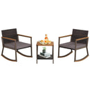 3 Pieces Rattan Rocking Bistro Set with Coffee Table and Cushions by LJGDeals