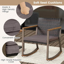 3 Pieces Rattan Rocking Bistro Set with Coffee Table and Cushions by LJGDeals