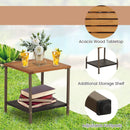 3 Pieces Rattan Rocking Bistro Set with Coffee Table and Cushions by LJGDeals