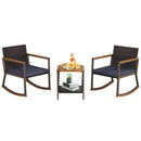 3 Pieces Rattan Rocking Bistro Set with Coffee Table and Cushions by LJGDeals