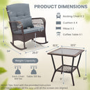 3 Pieces Rocking Bistro Set with 2-Tier Coffee Table