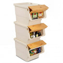 3 Pieces Storage Bins on Wheels Stackable Plastic Boxes with Stay-Open Lid (M) by LJGDeals